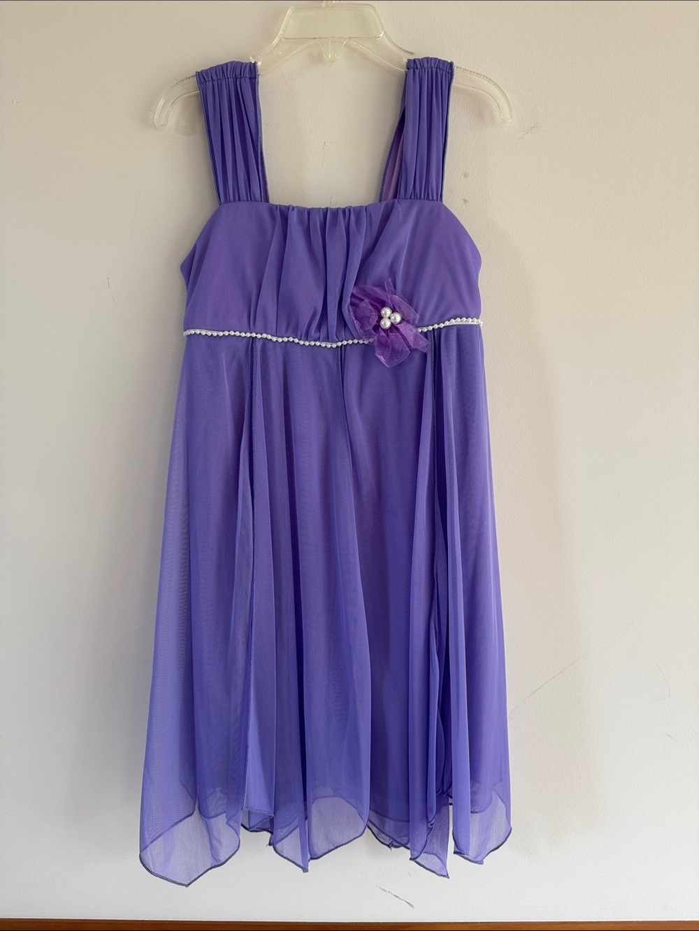 BCX Girl Lilac Flower-Accent Pearl Trim Girls Dress Size 8